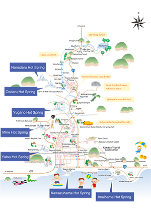 แผนที่หมู่บ้าน Kawazu onsen